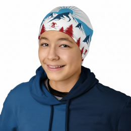 Шапка без отворота с полной запечаткой флисовая однослойная без подклада