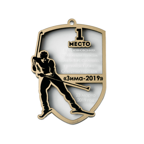 Медаль из акрила с пластиком 2-слойная с УФ-печатью