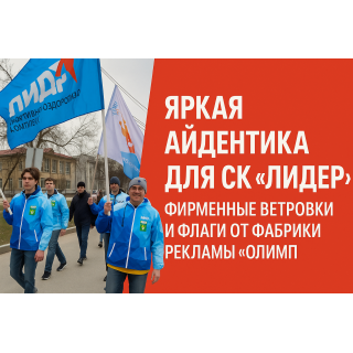 Яркая айдентика для СК «Лидер» (г. Березовский): фирменные ветровки и флаги от фабрики рекламы «ОЛИМП»
