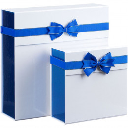 Коробка складная Gallant, L, белая с синим