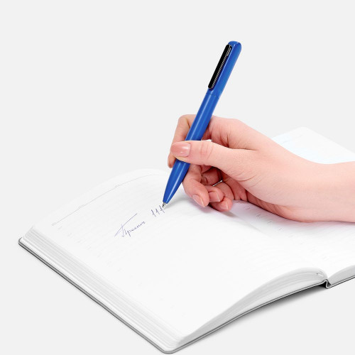 Ручка шариковая Lucenti с подсветкой логотипа, синяя