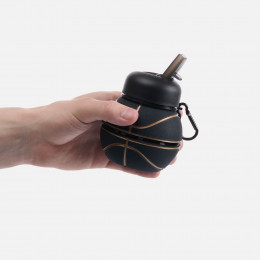 Складная бутылка для воды Basketball Flex, черная