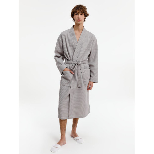 Халат вафельный Kimono, светло-серый