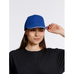 Бейсболка Classic 2.0, ярко-синяя с белым кантом