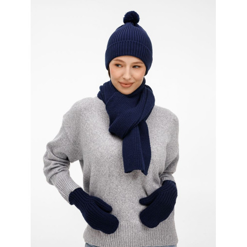 Шапка Catch Match с помпоном, темно-синяя