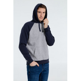 Толстовка унисекс Seattle, серый меланж с темно-синим