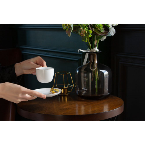 Кофейная пара Select, белая с серебристой отводкой