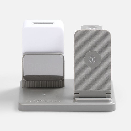 Зарядная станция с электронными часами и подсветкой Large Charge ver.3, серая