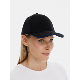 Бейсболка Long Beach, черная с ярко-синим