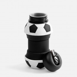 Складная бутылка для воды Football Flex, белая с черным