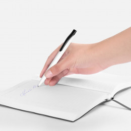 Ручка шариковая Pin, белая с черным