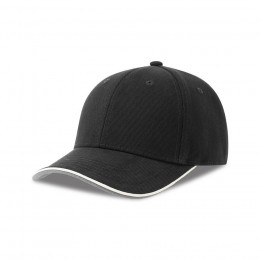 Бейсболка PILOT PIPING SANDWICH-S, 6 клиньев, металл.заст, чёрный, 100% хлопок, 355 г/м2