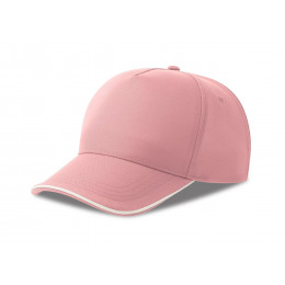 Бейсболка RECY FIVE PIPING, 5 клиньев, застежка-липучка, розовый/белый, 100% полиэстер, 220 г/м2