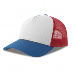 Бейсболка RAPPER COTTON-S, п. заст, 5 клин, белый/красны/синий, 100% хлопок/100% полиэстер, 280 г/м2