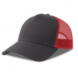 Бейсболка RAPPER COTTON-S, п. заст, 5 клин, тёмно-серый/красн., 100% хлопок/100% полиэстер, 280 г/м2
