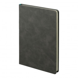 Ежедневник недатированный Muse, темно-серый, А5, с бирюзовой декоративной полосой, блок в линейку