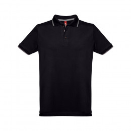 Рубашка-поло мужская SPECTRUM, к/р, чёрный/белый, S, 100% хлопок, плотность 195 г/м2