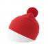 Шапка вязаная  двойная Wind-S, с отворотом и помпоном, красный, 100% переработанный полиэстер
