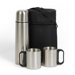 Термос, 2 кружки в чехле: 26х16х10 см; термос 500 мл; кружки 220 мл; металл, нейлон
