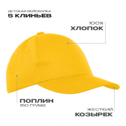 Детская бейсболка STAN 5 клиньев хлопок 150, 10J