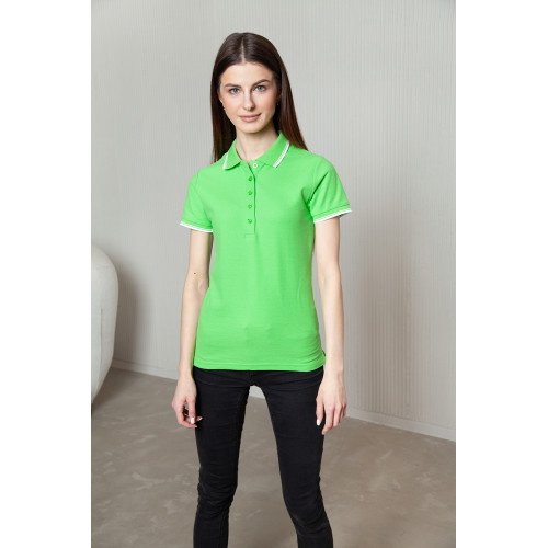 Рубашка поло женская STAN с окантовкой хлопок/полиэстер 185, 04BK