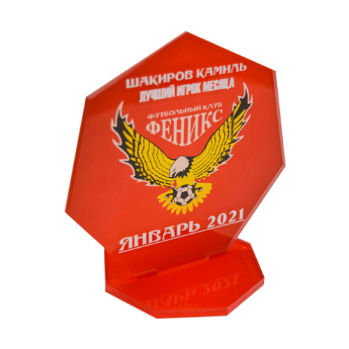 Приз из акрила 1-слойный с УФ-печатью S 201-300 см2, толщина 10 мм