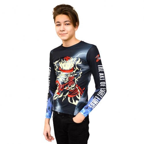 Рашгард мужской спортивного кроя, модель с длинным рукавом, материал бифлекс 44