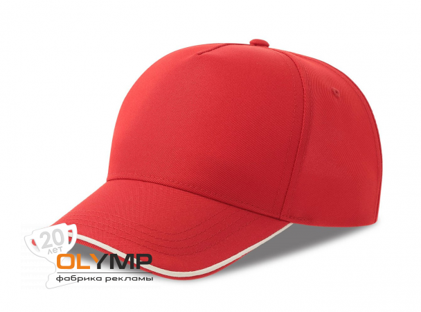 Бейсболка RECY FIVE PIPING                                                                                         красный, белый   