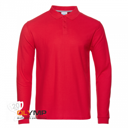 Рубашка поло мужская STAN длинный рукав хлопок/полиэстер 185, 104S                                                                                         красный   